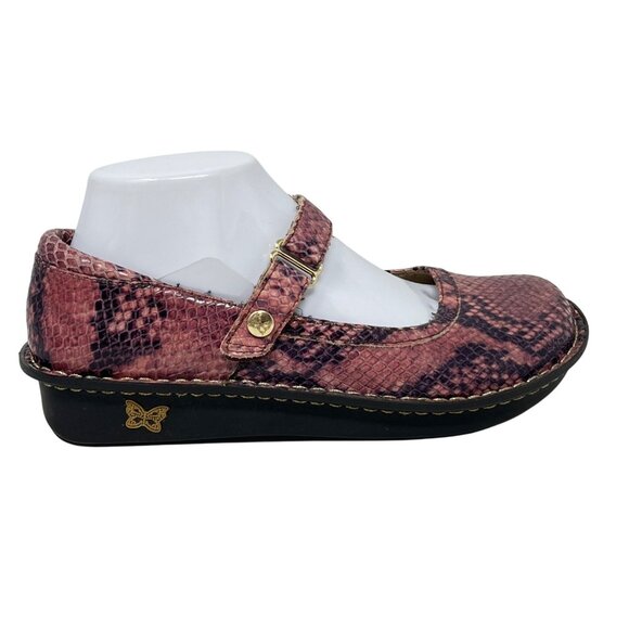 Alegria Womens Pink Belle Carmel‎ Snake Print Leather Mary Jane Shoes Size 38 - Picture 7 of 15
